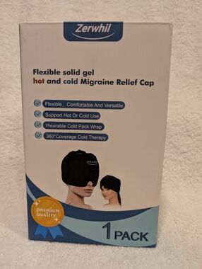 Zerwhil Hot and Cold Migraine Relief Cap - Black BRAND NEW IN BOX NEVER USED